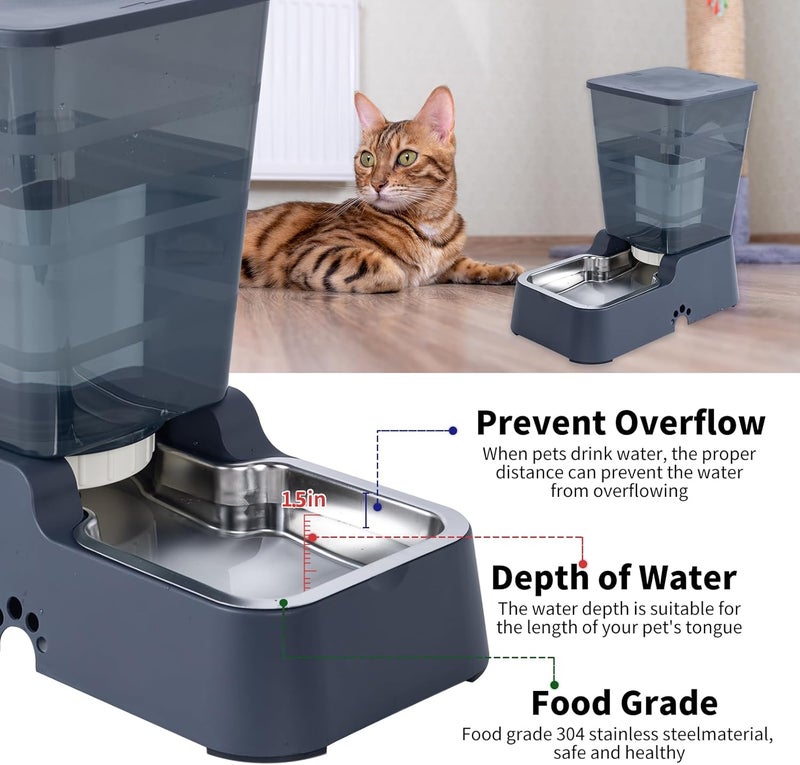 Meikuler Automatic Dog Cat Water Dispenser Large Capacity 5Lfor Cats and Medium and Large-Sized Dogs with Stainless Steel Bowl (Black, 5L) - Image 4